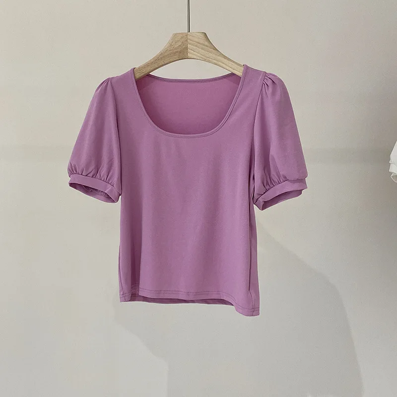 

2022 Solid Color Top Casual Summer Cotton Short Sleeve Crewneck T-Shirt grey