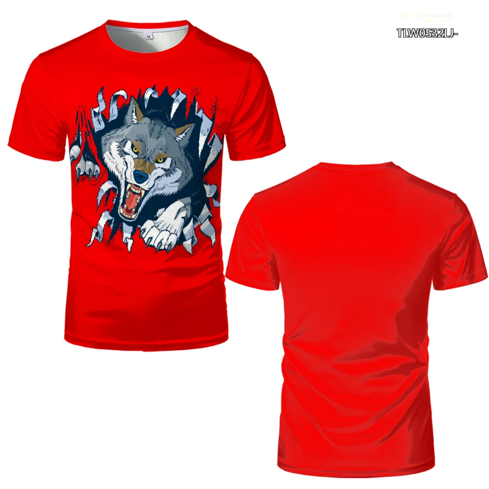 

Man short sleeve T-shirt New summer Large size t shirt printing machine Novel 3d wolf trendyol Broadcloth summer clothes
