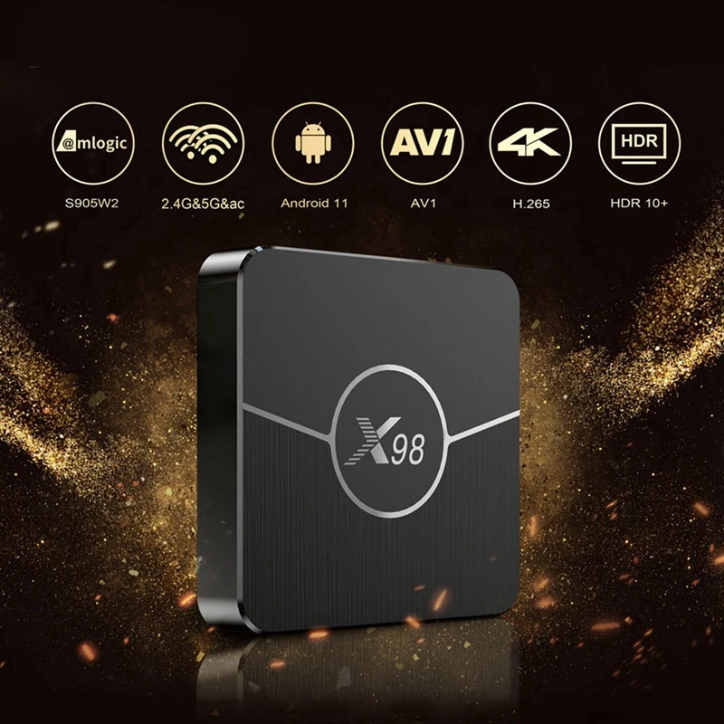 Smart X98 Plus TV BOX Android11 Amlogic S905W2 2 ГБ ОЗУ 16 Wi-Fi 4G 5G 4K AV1 Медиаплеер для Google Youtube