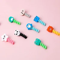 2pcs cartoon animal bear cable protectors organizer for usb charging data cord animal design mobile phone cable protector
