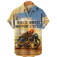 hawaiian shirt for men motorcycle 3d fashion print blusas short sleeve beach lapel oversized shirt clothing hip hop biker camisa