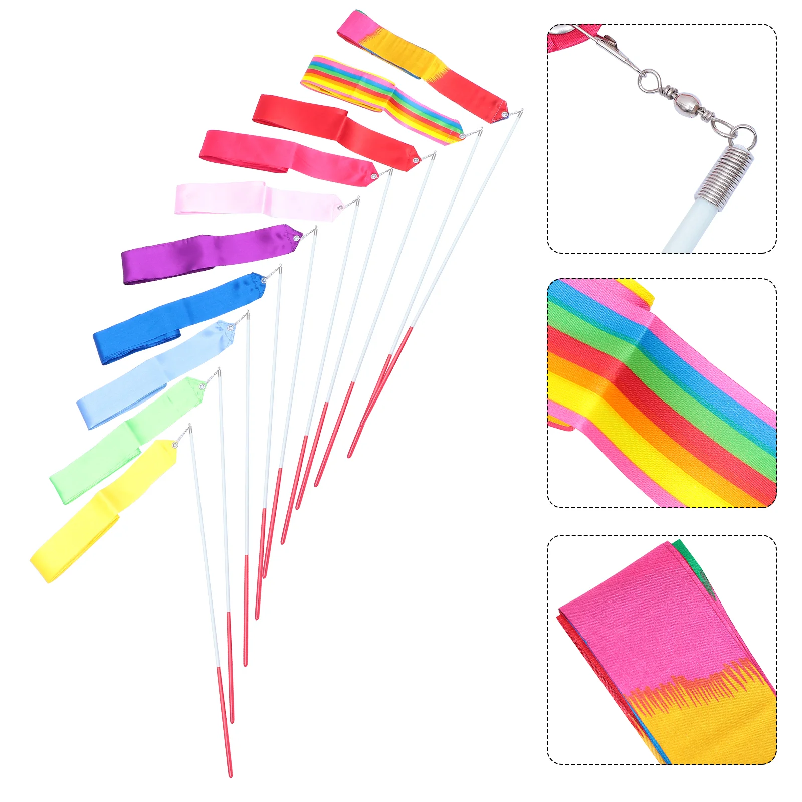 

Dance Ribbons Streamers Rainbow Streamer Unisex Gymnastics Ribbon for Kids Dance, Artistic Dancing, Rhythmic Gymnastics, 10Pcs