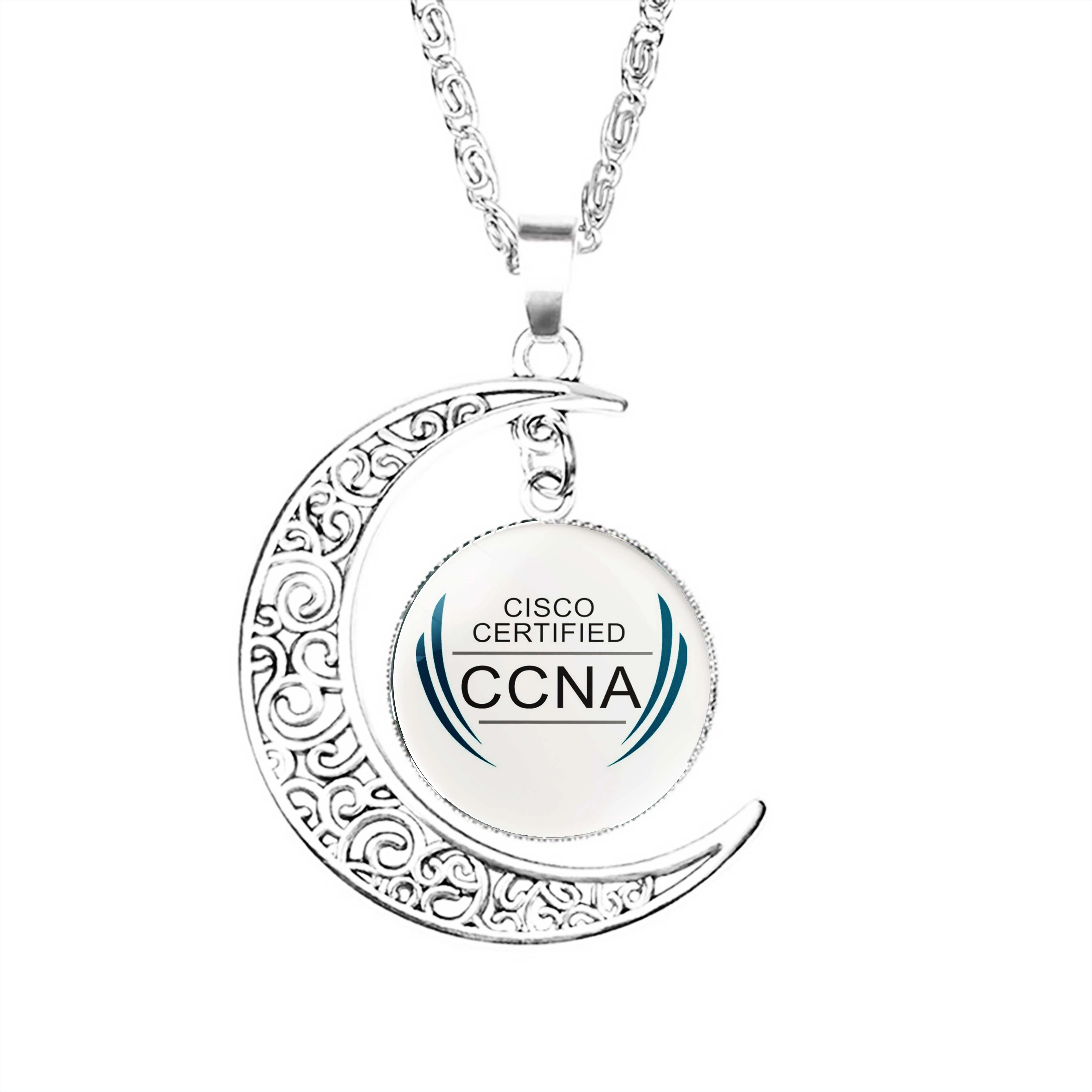 Значок с сертификатом Cisco Network ассоциированный Ccna, ожерелье в виде Луны для девочек, ювелирные изделия в виде Купола для мальчиков и влюбленных, Стеклянные мужские подарки