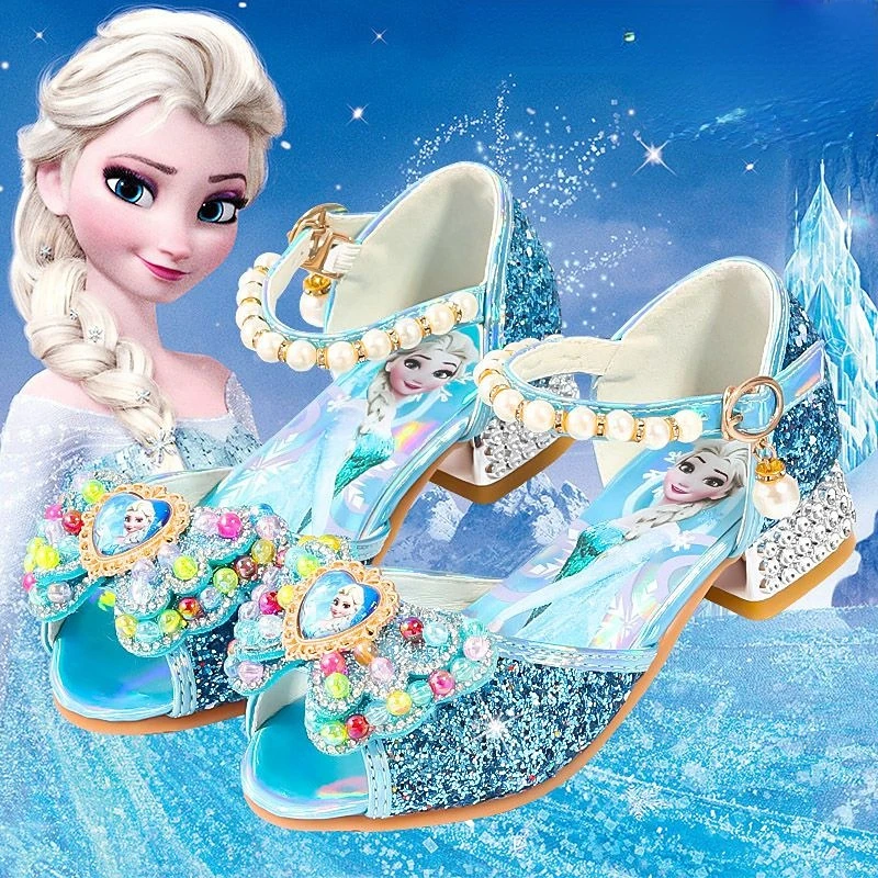 Туфли принцессы Disney для девочек Летние Босоножки с открытым носком жемчугом