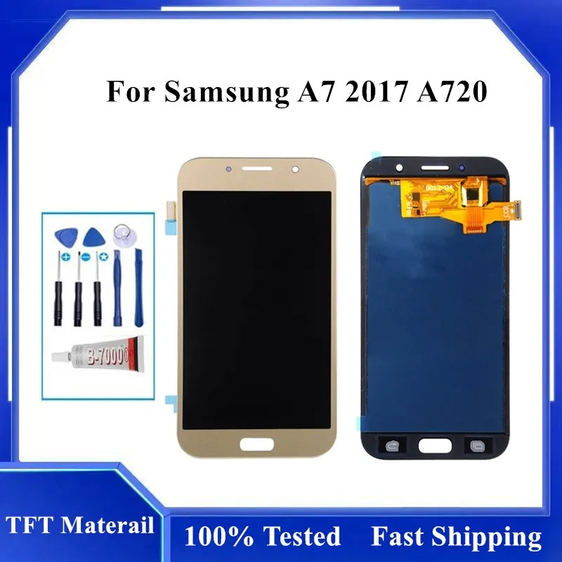 

Сенсорный экран с цифровым преобразователем в сборе для Samsung Galaxy A7 2017 A720 A720F Samsung A720 LCD с регулируемой яркостью
