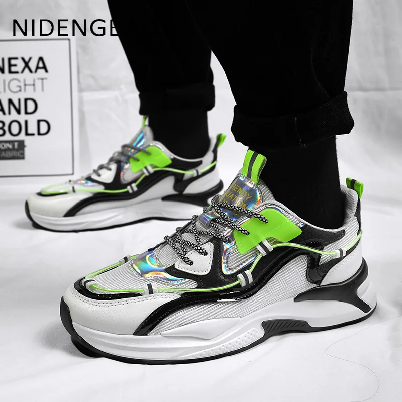 2022 Men's Sneakers Mesh Breathable Anti Skid Outdoor Walking Jogging Running Sports Shoes Comfortable Male Casual Chunky Shoes