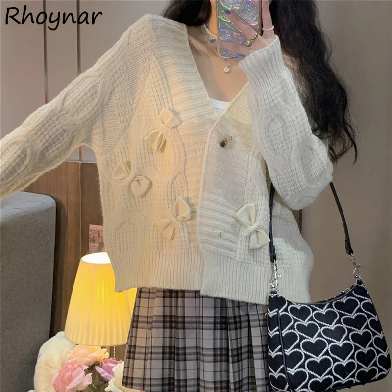 

Cardigan Women Cropped Sweater Design Kawaii Retro Chic Fashion Sweet Tender Girlish Ulzzang Fall Casual Loose Female All-match