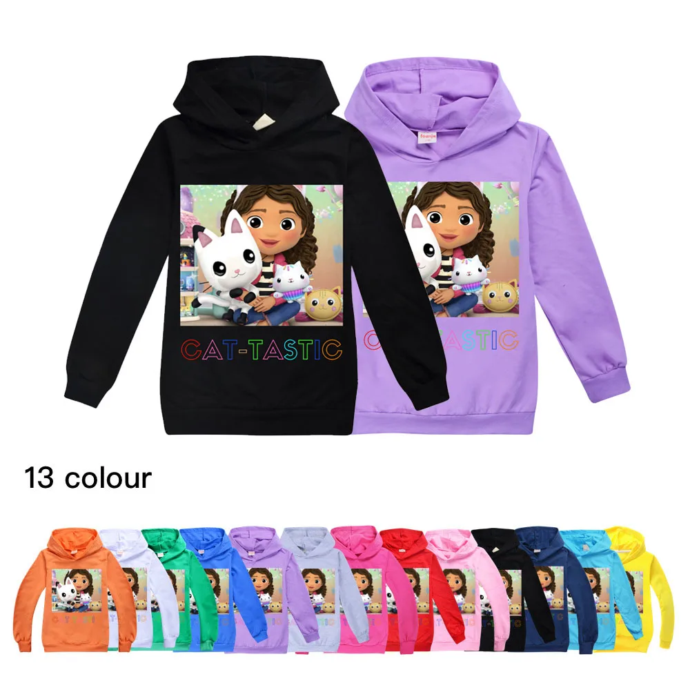 Толстовка с капюшоном и длинным рукавом для девочек на осень |