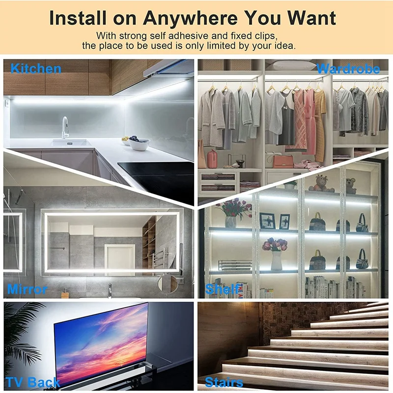 8 шт. под шкафом комплект освещения приклеивается в любом месте USB Гибкие