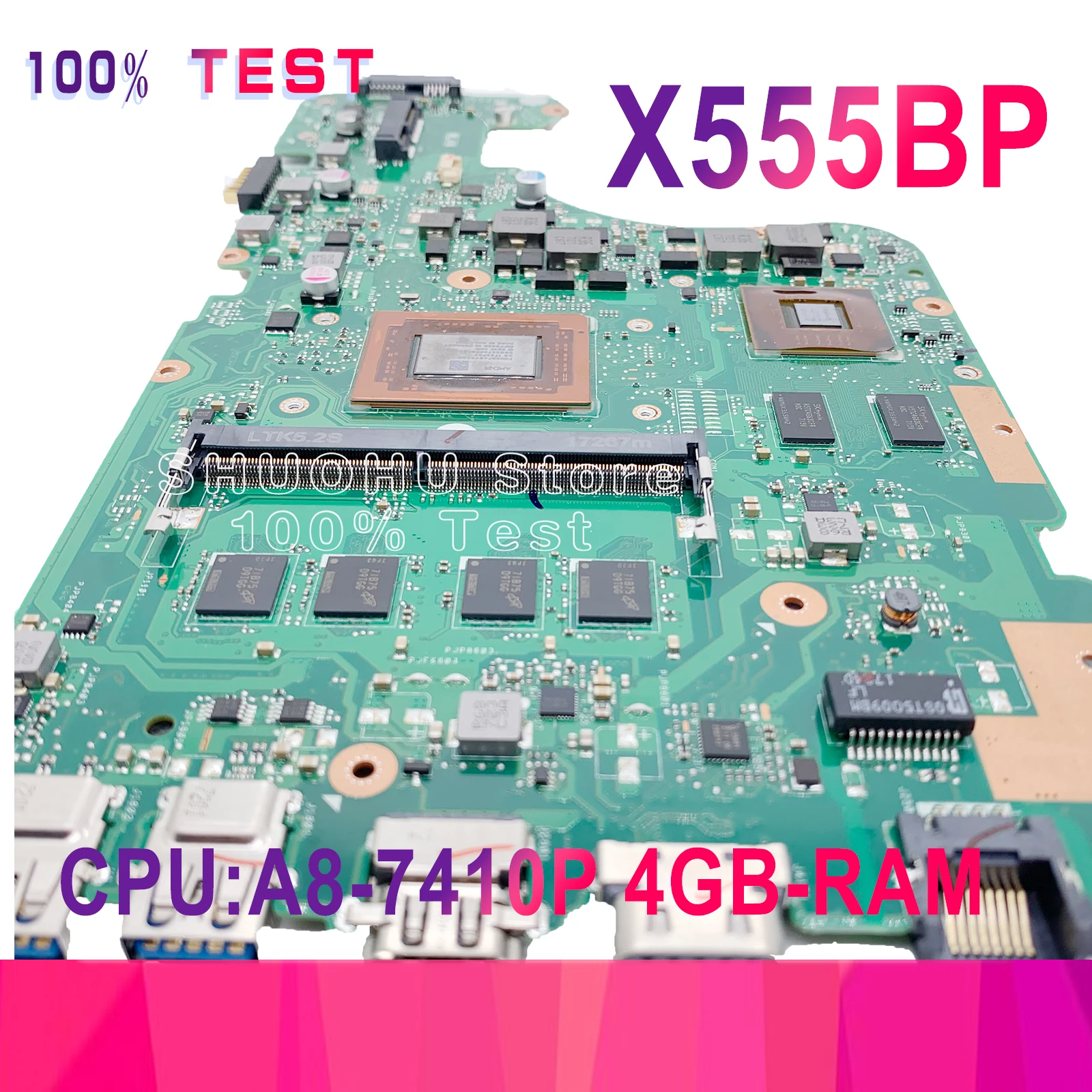 

K555Q Notebook Mainboard For Asus X555Q X555B X555BP X555QG K555B W/ A8-7410P 4GB-RAM New Laptop Motherboard 100% Well Working