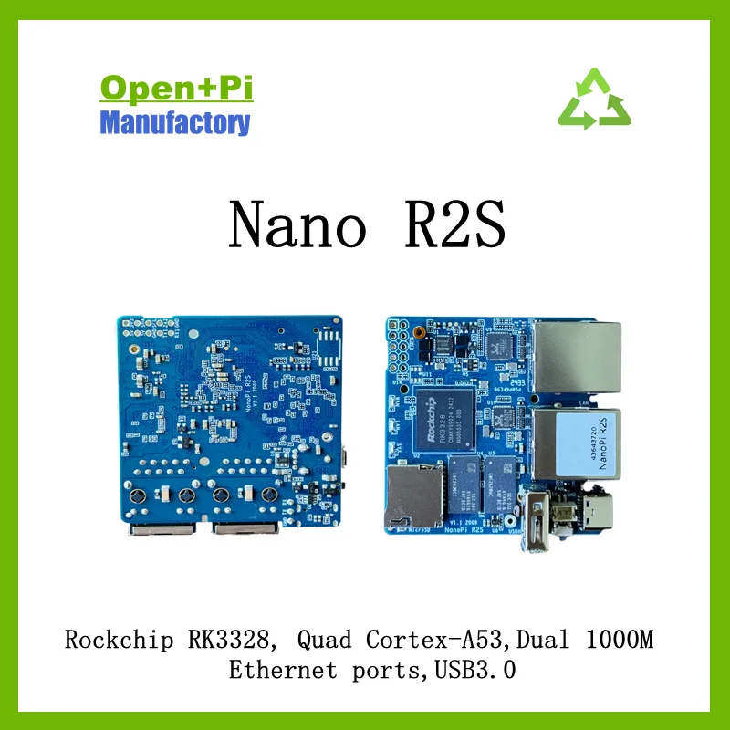 Select-Pi Nano R2S LTS 1G DDR4 RAM Rockchip RK3328 Quad Cortex-A53 два порта Ethernet 1000M USB3.0 OpenWRT U-boot Ubuntu-Core