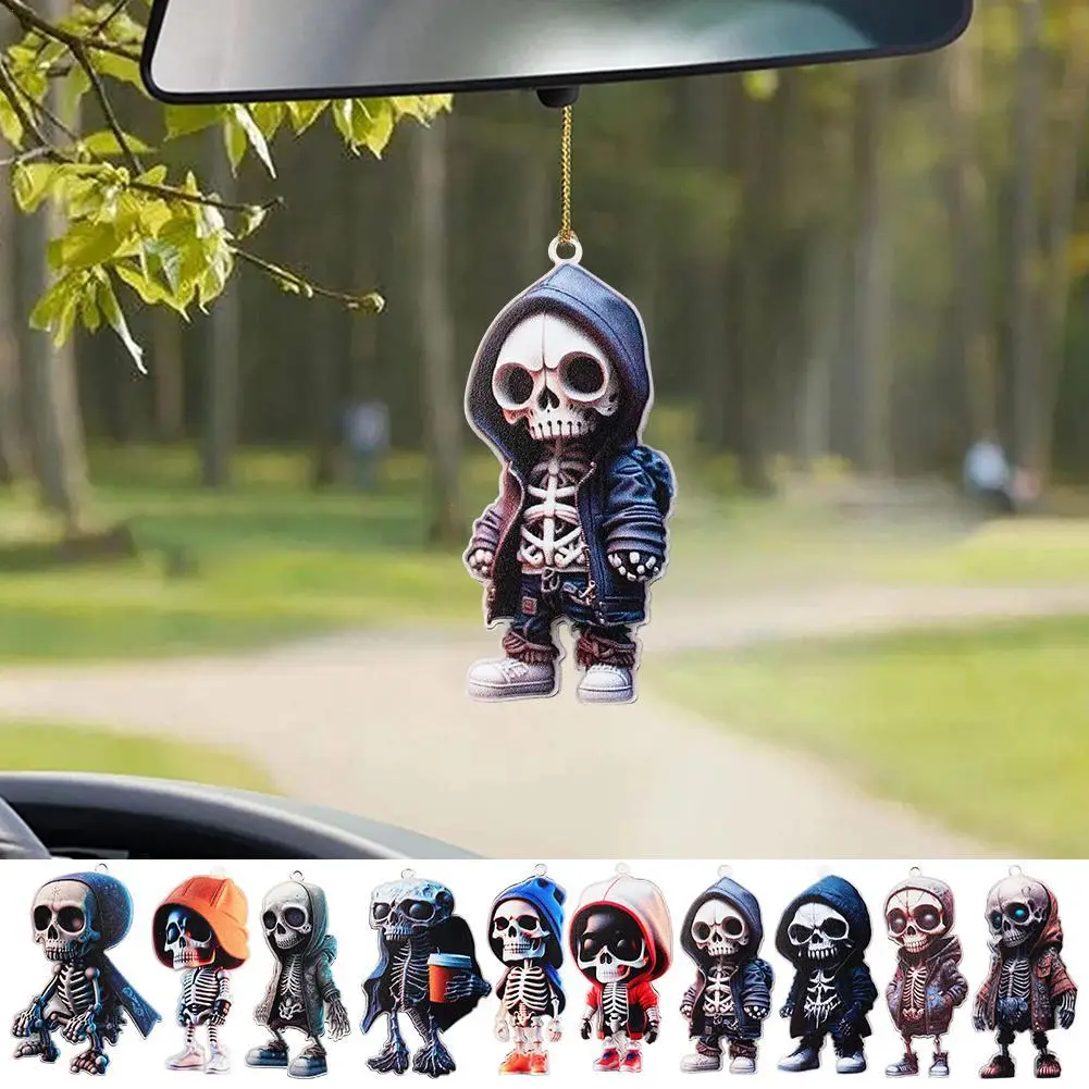 

Автомобильный орнамент, акриловые фигурки скелета, Подвесные качели для зеркала заднего вида, автомобильный Стайлинг, украшение автомобиля, аксессуары для интерьера
