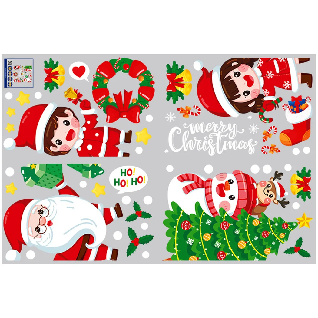 

Christmas Window Stickers Merry Christmas Decorations Gift Xmas Glass Wall Decals Old Man Snowman New Year 2022 New Year