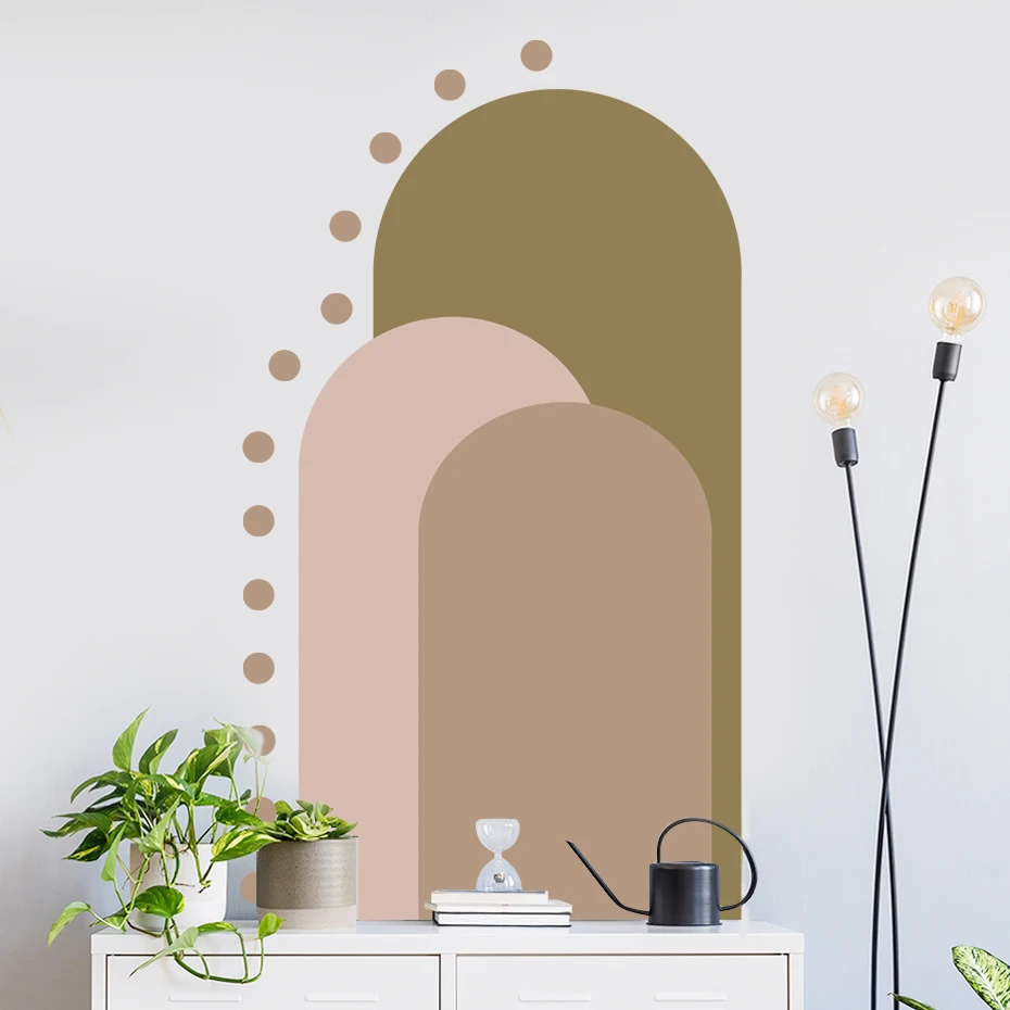 

Modern Arch Green Pink Abstract Wall Stickers Vinyl Peel and Stick Removable Wall Decal Living Room Interior Home Decoration