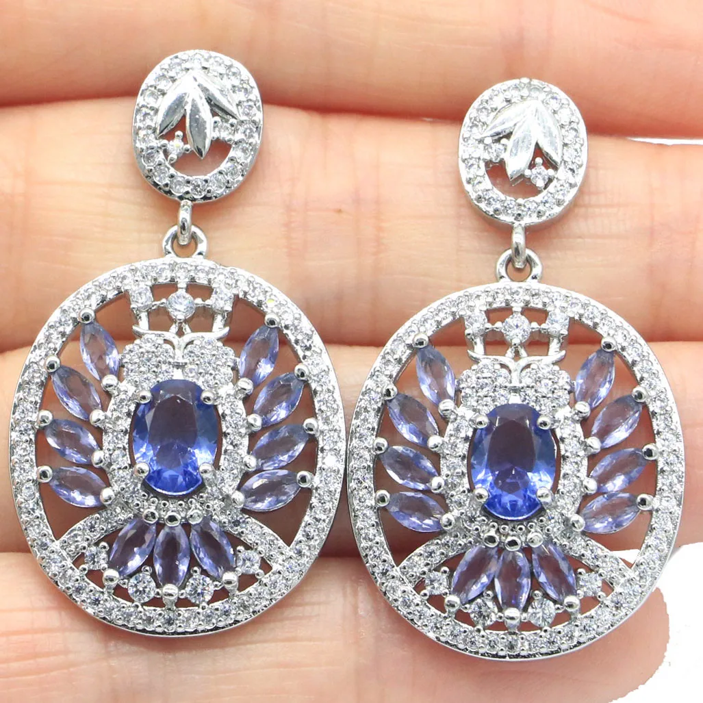 

Женские серебряные серьги Iolite с белым сапфиром, 52x24 мм