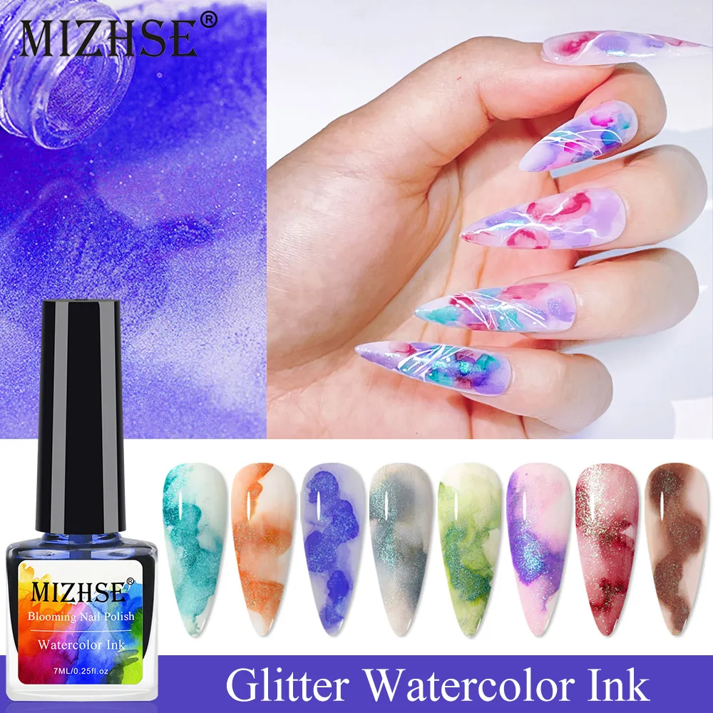 

MIZHSE 7 мл блестящий гель с рисунком цветения лак для ногтей акварельный чернильный лак отмачиваемый УФ цветок Цветущий эффект лак для ногтей ...