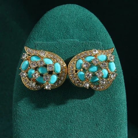 Серьги-гвоздики LOVE GREEN LIVE GREEN с персиковым сердцем и бирюзой