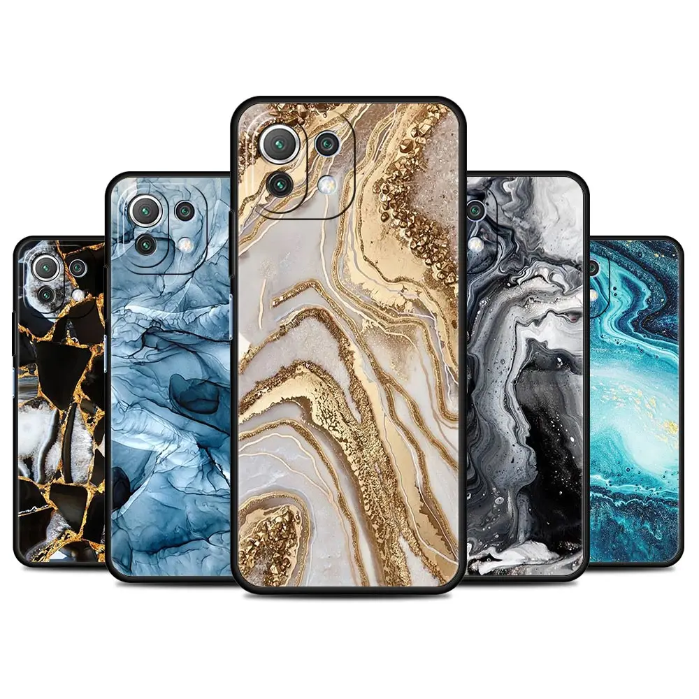 

Landscape Ink Marble Funda Case For Xiaomi Mi Poco X3 NFC M3 11 12 10 9T 9 A2 Lite 12X 10T Pro 11T Black Soft Phone Capas