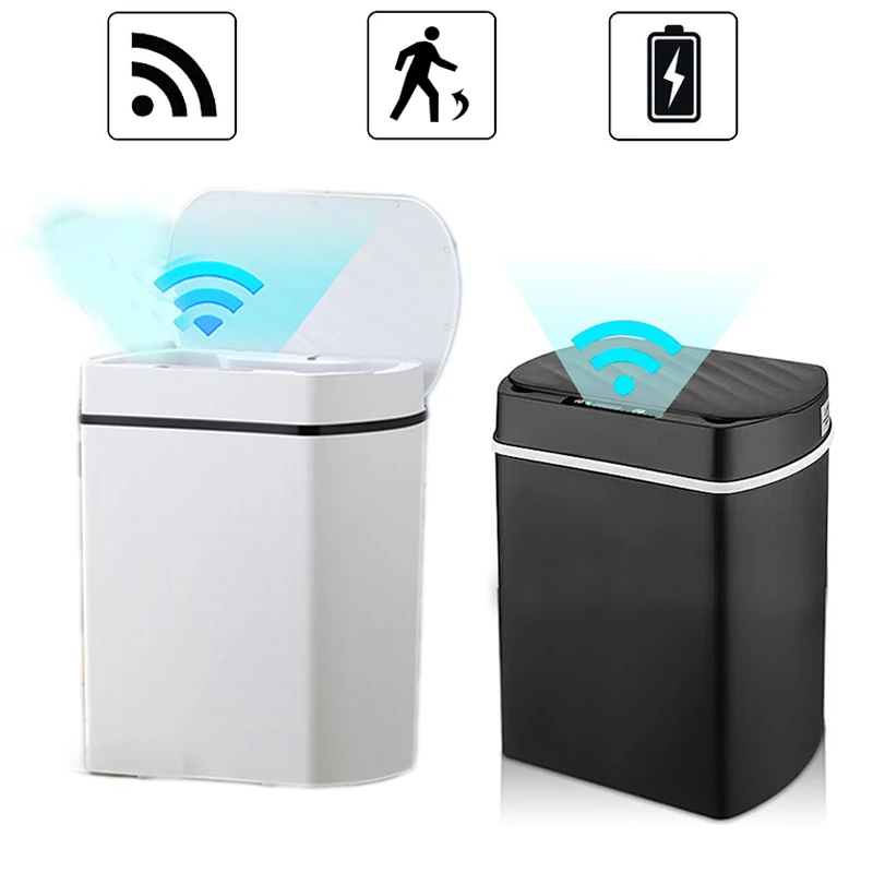 

Can Kitchen Capacity Wastebasket For Garbage Automatic Induction Large Waterproof Dustbin Bathroom Smart Bin Trash
