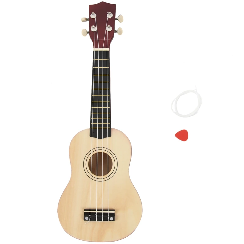 

21 Inch Soprano Ukulele 4 Strings Hawaiian Guitar Uke + String + Pick For Beginners Kid Gift