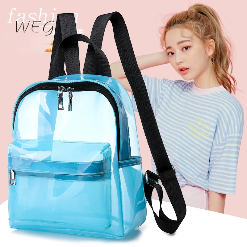 

New PVC Lightweight Transparent Backpack Plastic Jelly School Bag Outdoor Casual Ladies Backpack Women's Bag