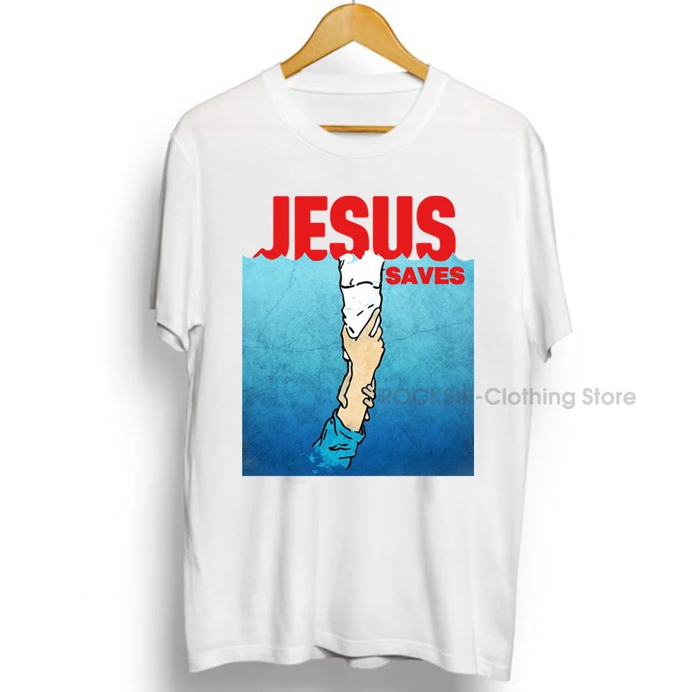 

2022 New Design Men Christian Graphic Print Tees Jesus Save God Religion Prayer 100% Cotton Unisex T Shirts Streetwear
