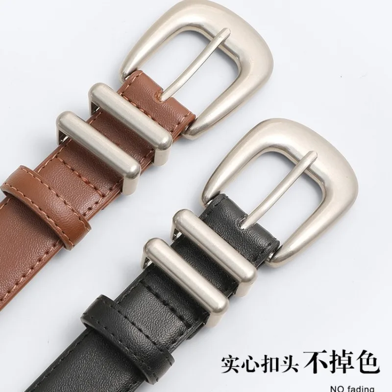 Роскошный тонкий ремень с кожаной пряжкой для женщин простая корейская версия