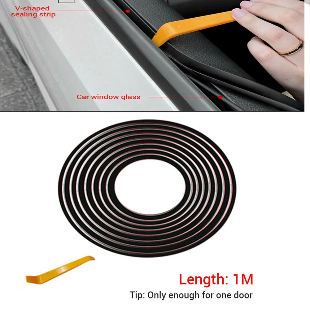 

1 M Car Window Seal Strip Car Window Lift Sealing Strips Auto Rubber Side Window Filler V Shape Weatherstrip Noise Insulation
