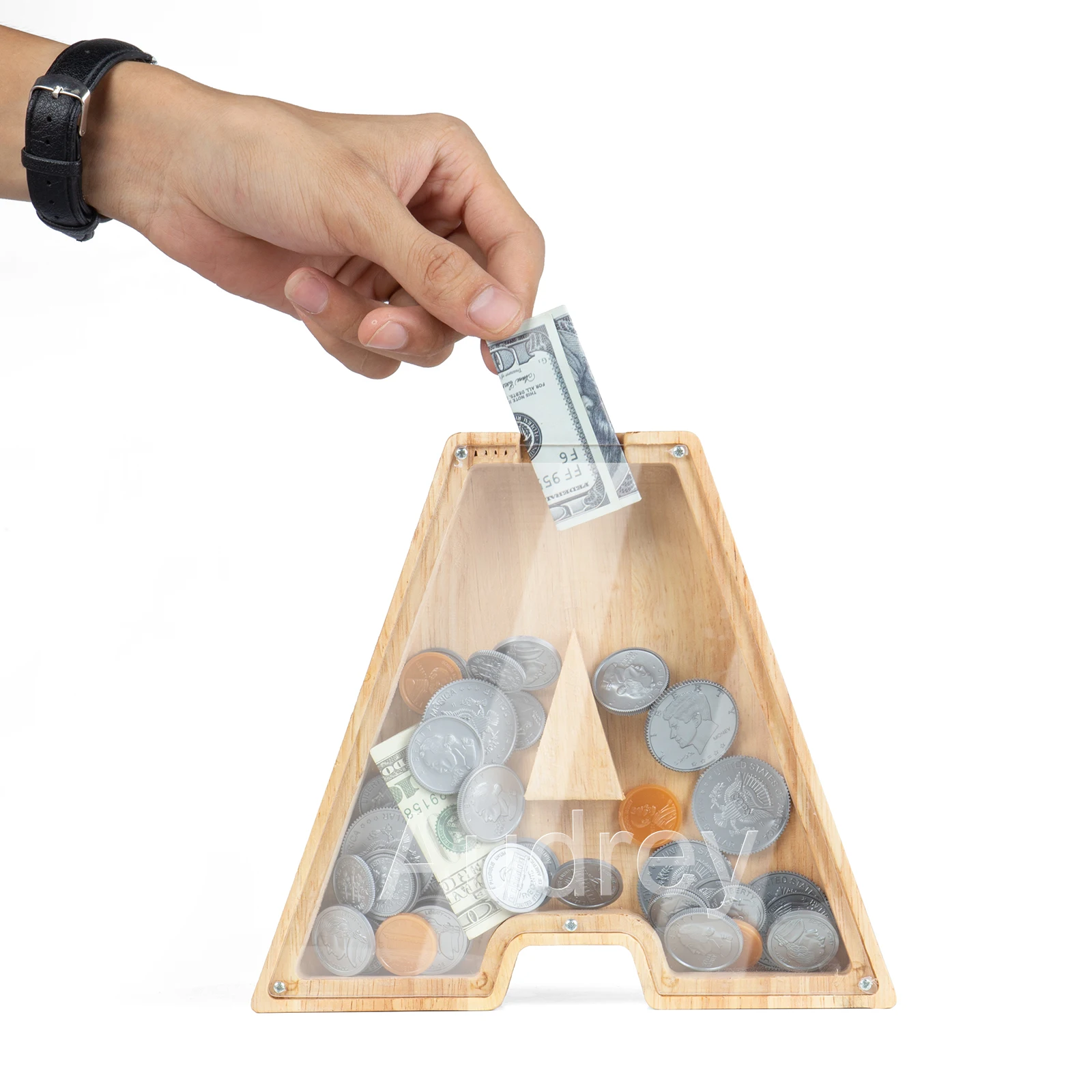 

Personalized Wooden Piggy Bank 26 Letter Elephant Dinosaur DIY Custom Name Jar Coin Storage Tank for Children Kids Money Bank