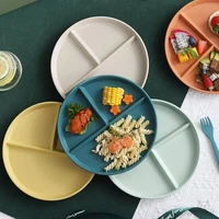 eco friendly wheat straw divided plate fruit salad plate food tray dinner plate compartment plate kitchen dinnerware platos