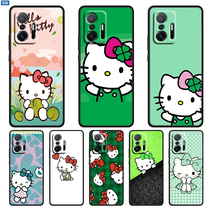 

Cartoon Cat Hello Kitty For Xiaomi 12 12X 11 11T 10T Mi 9T Ultra Pro Lite 5G TPU Soft Silicone Black Phone Case Funda Coque Capa