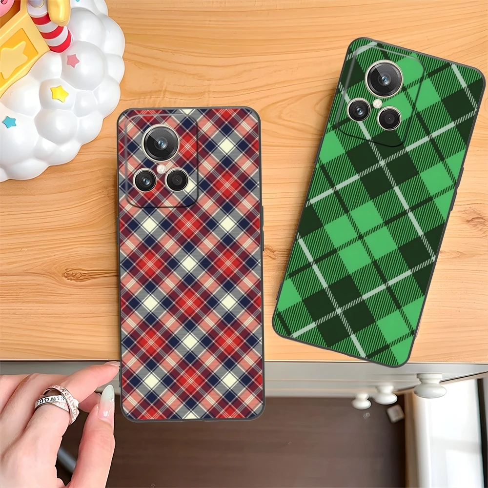 Lattice Grid Texture Mobile Cell Phone Case for Realme GT 2 9i 8i 7i Pro X50 X2 C35 C21 C20 C11 C3 Black Soft Cover Shell