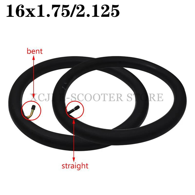 

16inch 16x1.75/2.125 inner tube with angled valve stem or straight valve for gas electric scooter and electric bike