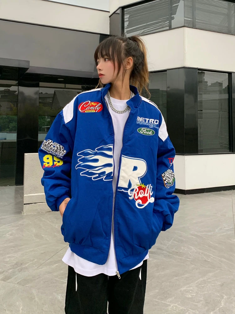 Куртка Мужская/Женская бейсбольная мотоциклетная куртка-бомбер в стиле ретро