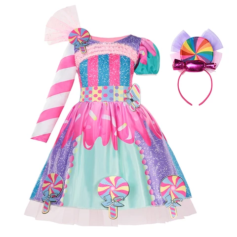 Пурим костюмы для детей карнавал сладкое конфетное платье леденец Одежда для девочек принцесса фестивавечерние Дети Необычные костюмы