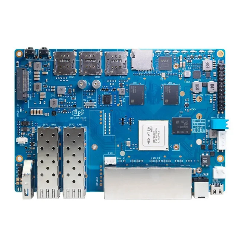 Для Banana Pi BPI-R4 Mediatek MT7988A четырехъядерный кронштейн Cortex-A73 4 ГБ DDR4 8 EMMC Smart Router Board
