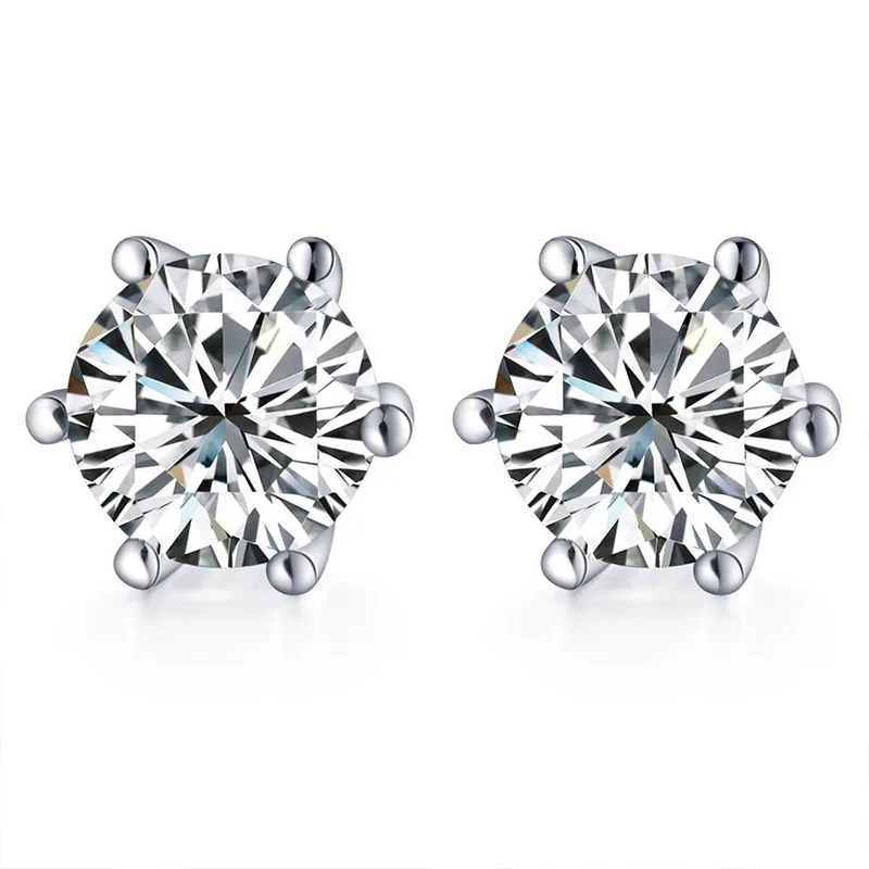 

New Simple Nano Diamond S925 Sterling Silver Stud Earrings Hearts And Arrows VVS Diamond Earrings Wholesale