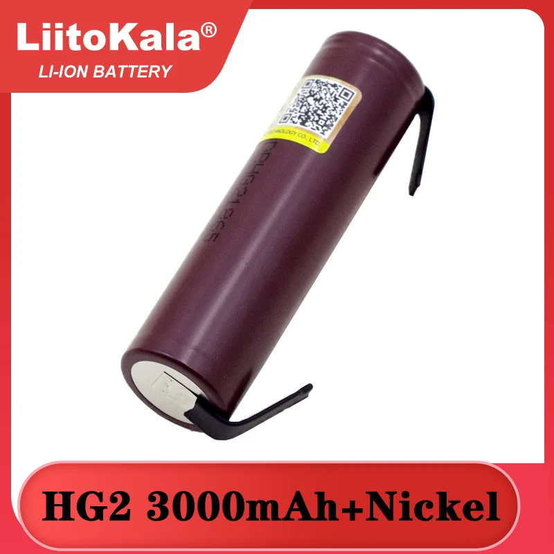 Liitokala new HG2 18650 3000mAh battery 18650HG2 3.6V discharge 20A, dedicated For hg2 batteries + DIY Nickel
