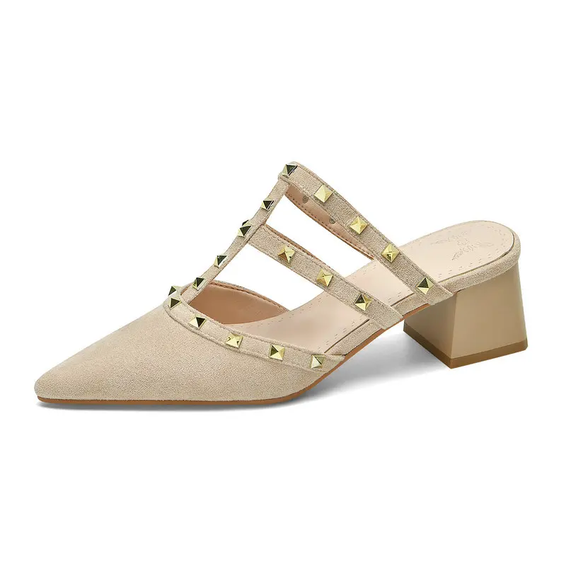 Мюли женские из искусственной замши пикантная модная летняя обувь с закрытым