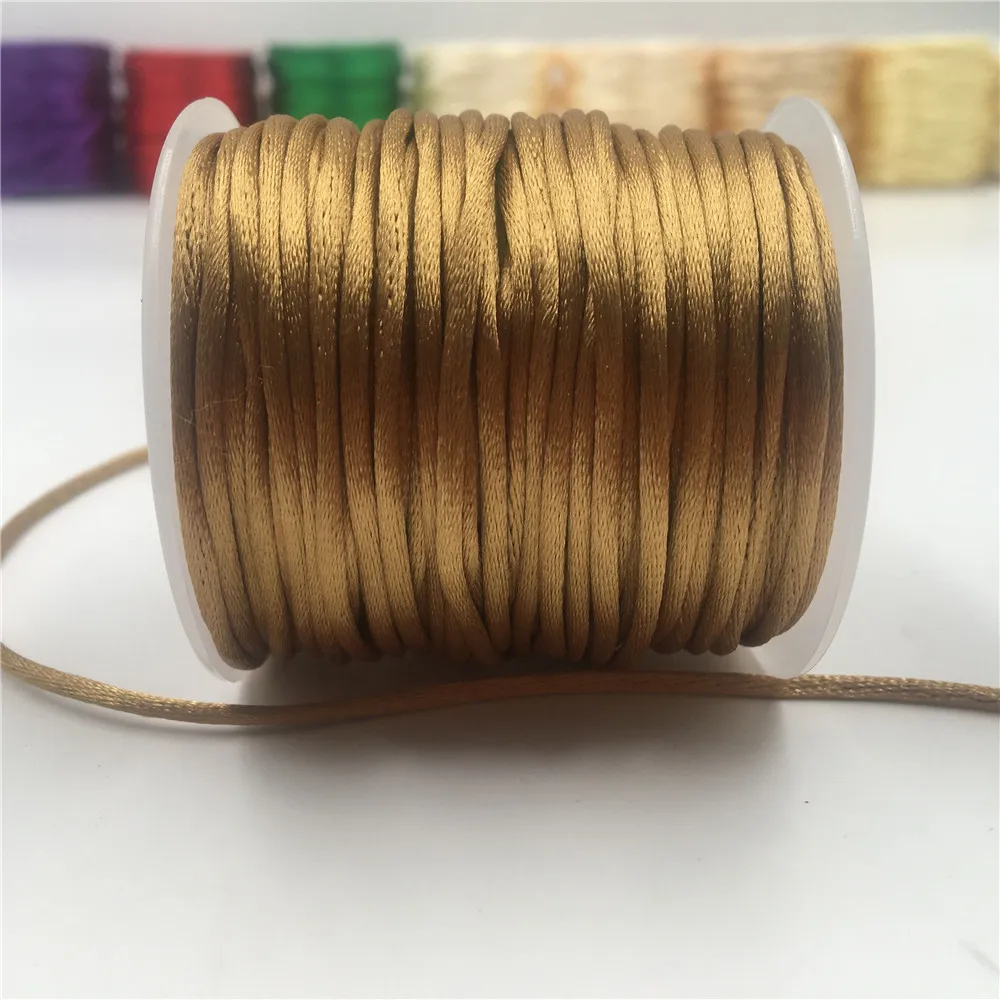 

2mm Old Gold 10-225meters Chinese Knot Cord Satin Thread Macrame Rope Bracelet Braided String DIY Tassels Beading Thread