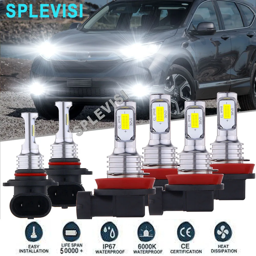 

LED Headlight Fog Light Hi Low Beam White For Honda CR-V 2015-2019 Odyssey 2011 2012 2013 2014 2015 2016 2017 2018 2019 2020