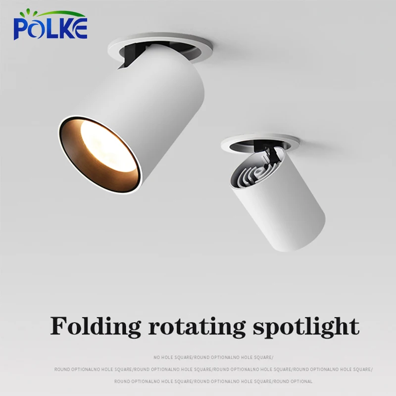 

Dimming Embedded Folding LED Downlight 7W 12W LED Spotlight Living Room TV Background Wall Aisle Recessed Ceiling COB Downlight