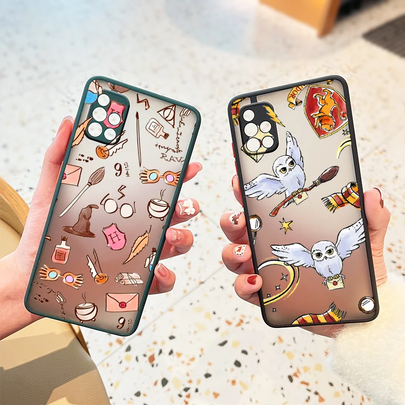 

Potters Wand Harries night owl For Samsung A72 A71 A70 A50 A52 A51 A42 A32 A22 A21S A12 A33 A53 Frosted Translucent Phone Case