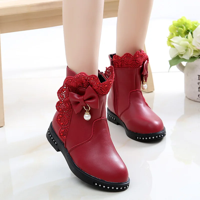 Girls' boots Princess short boots children's snow boots girls' Plush medium boots fashion shoes for kids girls enlarge