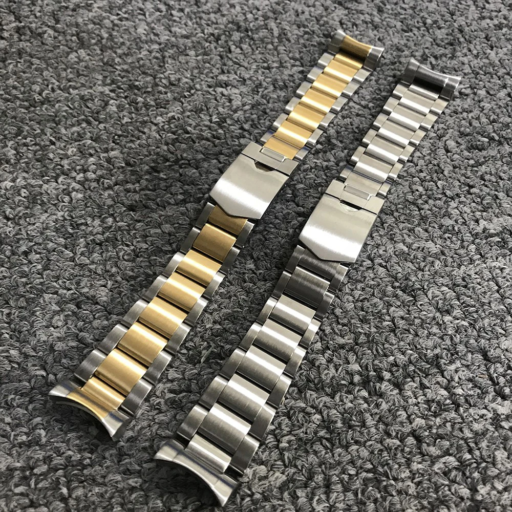 

Rolamy 22mm Silver Middle Gold High Quality 316L Stainless Steel Silver Watch Band Straps watchbands For Tudor Black Bay