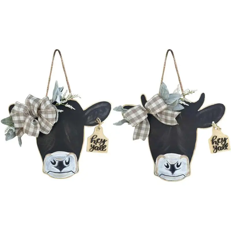 

Farmhouse Welcome Door Sign Cow Head Door Hanger Decoration Multiuse Hangings Front Door Cow Heads Restaurant Walls Ornament