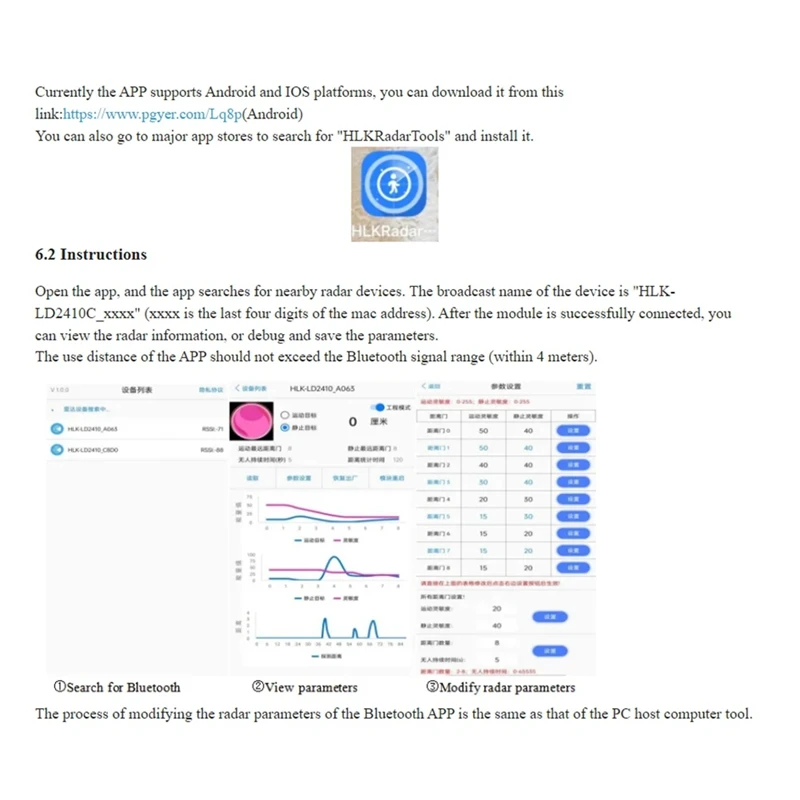 HLK-LD2410C 24G Датчик присутствия человека Поддержка функции BT Приложение Радарный