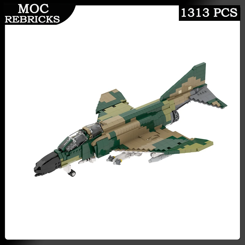 

Military Series F4C Phantom Ghost II Fighter Toys MOC Building Block Brick Toys Airplane DIY Model Children Birthday Gifts