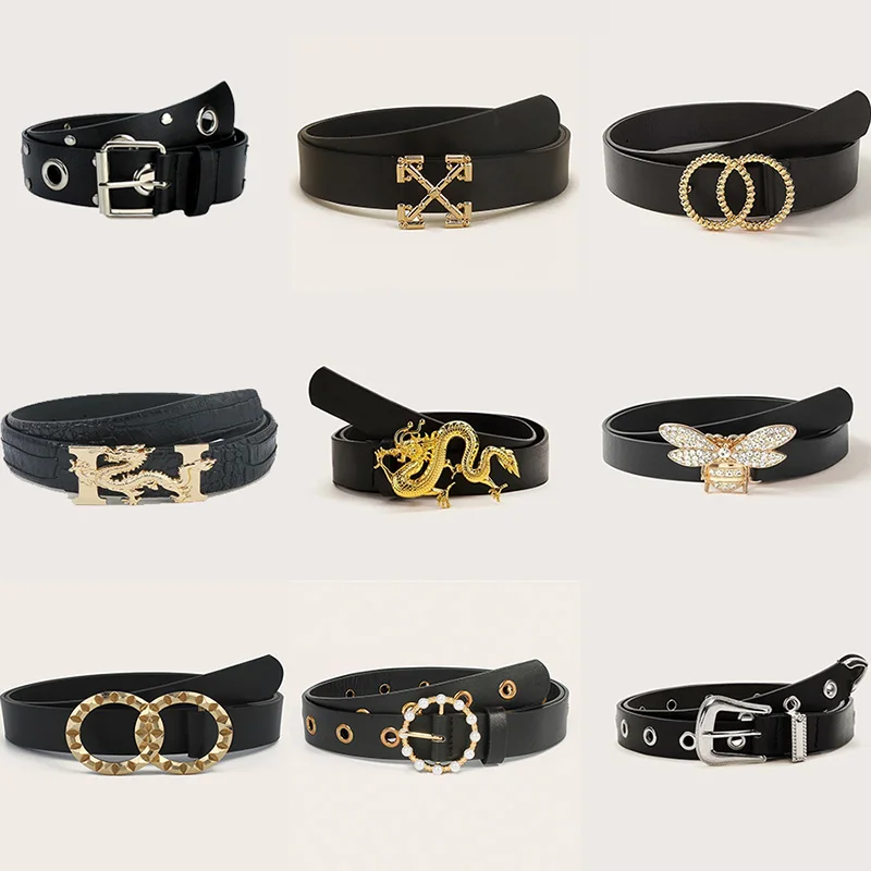 

9 Styles Leather Belts For Women Waist Strap Designer Retro Buckle Female Ladies Black Waistband All-match Jeans Belt Girdle