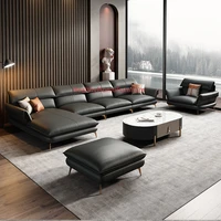 nordic genuine leather sofa set living room furniture high quality couch w chaise lounge sectional sofas chairs for office home